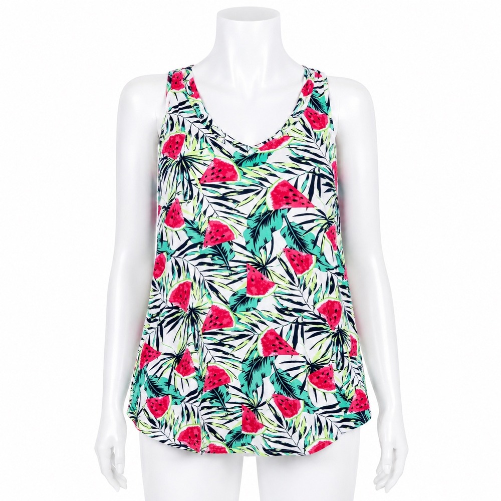 New York Laundry Watermelon Tropical Tank Top Womens 1X Sleeveless Summer Blouse